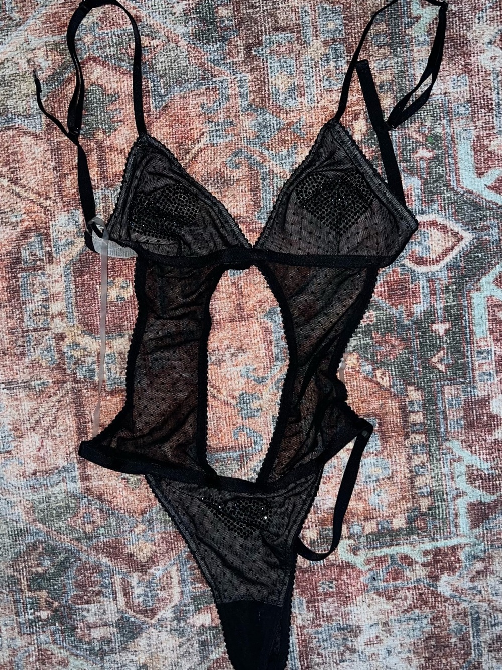 Victoria's Secret Black Sheer Cutout Teddy